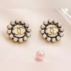 ONE SET LEFT - Chanel Button Earrings
